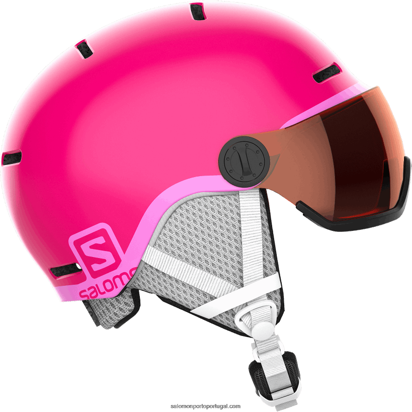 Salomon júnior - capacete infantil - viseira grom 04D6V81389 brilhante/rosa