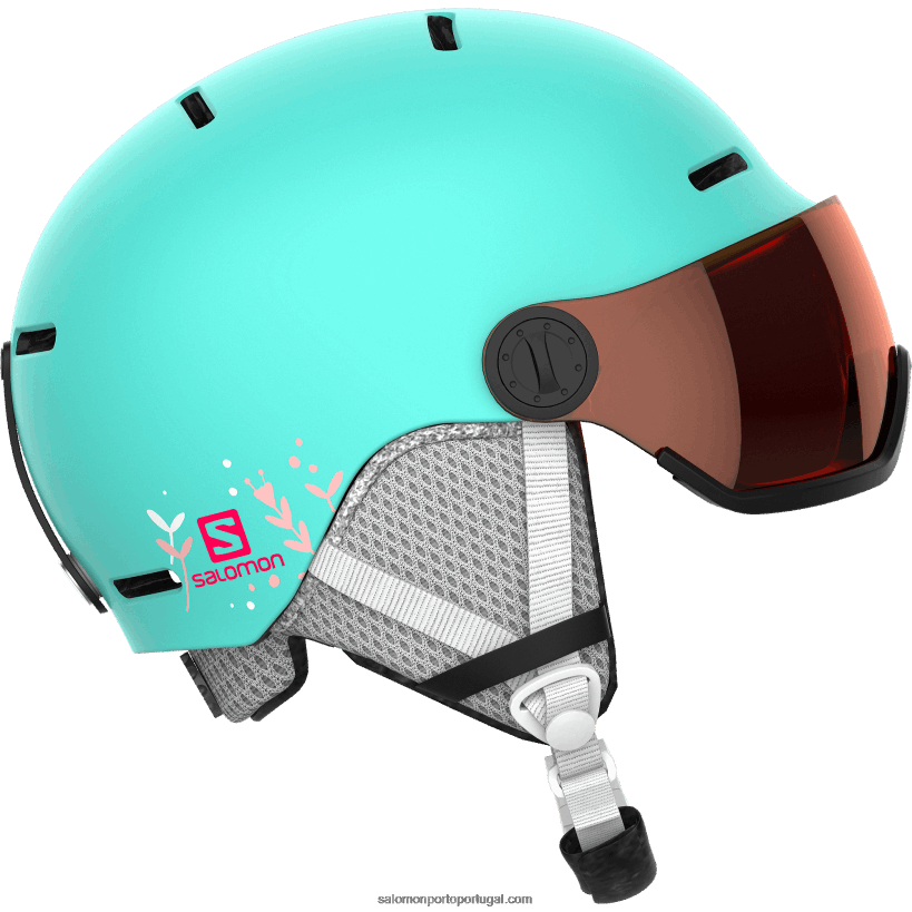 Salomon júnior - capacete infantil - viseira grom 04D6V81390 aruba brilhante