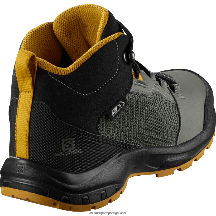 Salomon júnior - sapatos infantis - exterior clima impermeável 04D6V81364 mamona cinza/preto/flecherwood