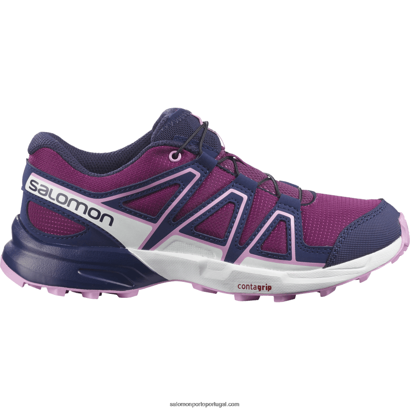 Salomon júnior - sapatos infantis - speedcross 04D6V81355 ameixa caspia/azul noturno/orquídea