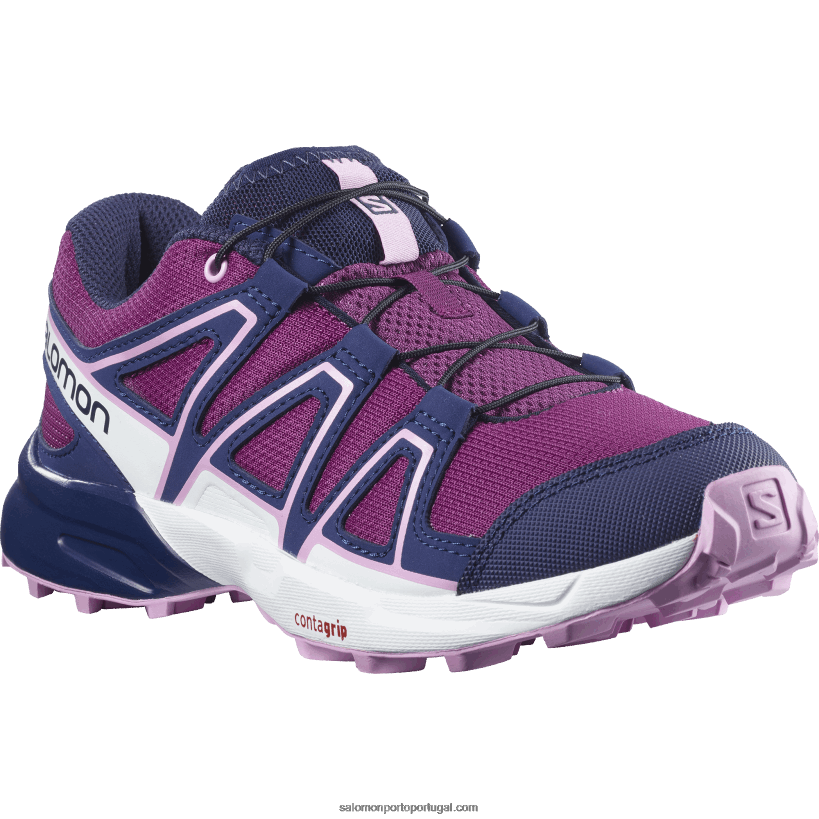 Salomon júnior - sapatos infantis - speedcross 04D6V81355 ameixa caspia/azul noturno/orquídea