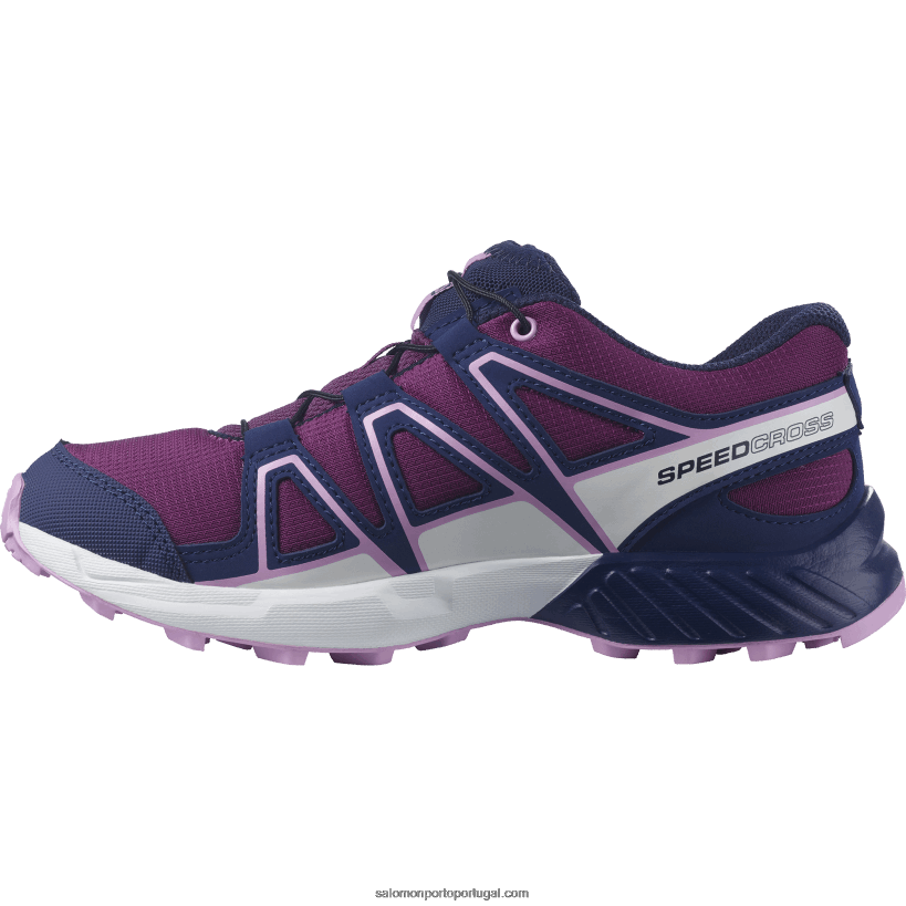 Salomon júnior - sapatos infantis - speedcross 04D6V81355 ameixa caspia/azul noturno/orquídea