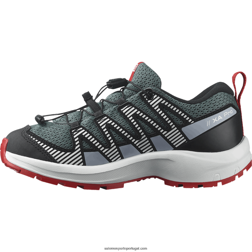 Salomon júnior - sapatos infantis - xa pro v8 04D6V81357 tempo tempestuoso/azul zen/goji berry