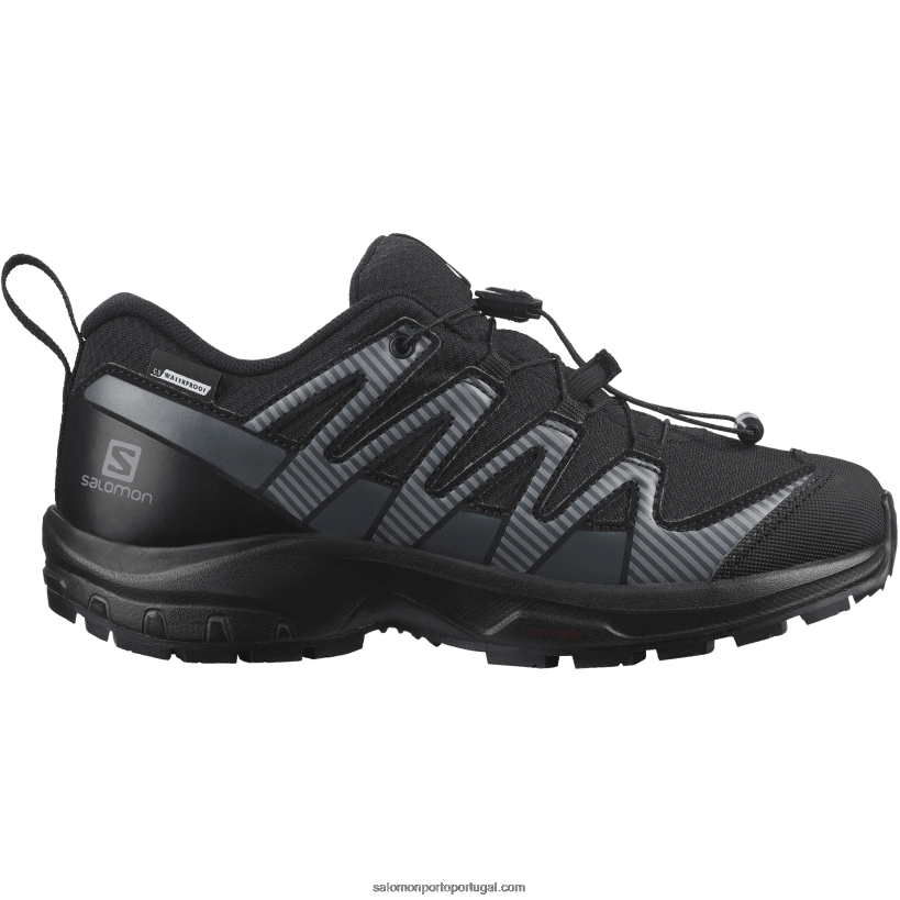 Salomon júnior - sapatos infantis - xa pro v8 clima à prova d'água 04D6V81360 preto/ébano