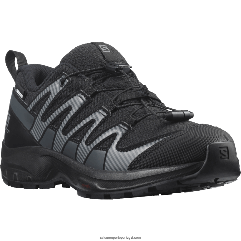 Salomon júnior - sapatos infantis - xa pro v8 clima à prova d'água 04D6V81360 preto/ébano