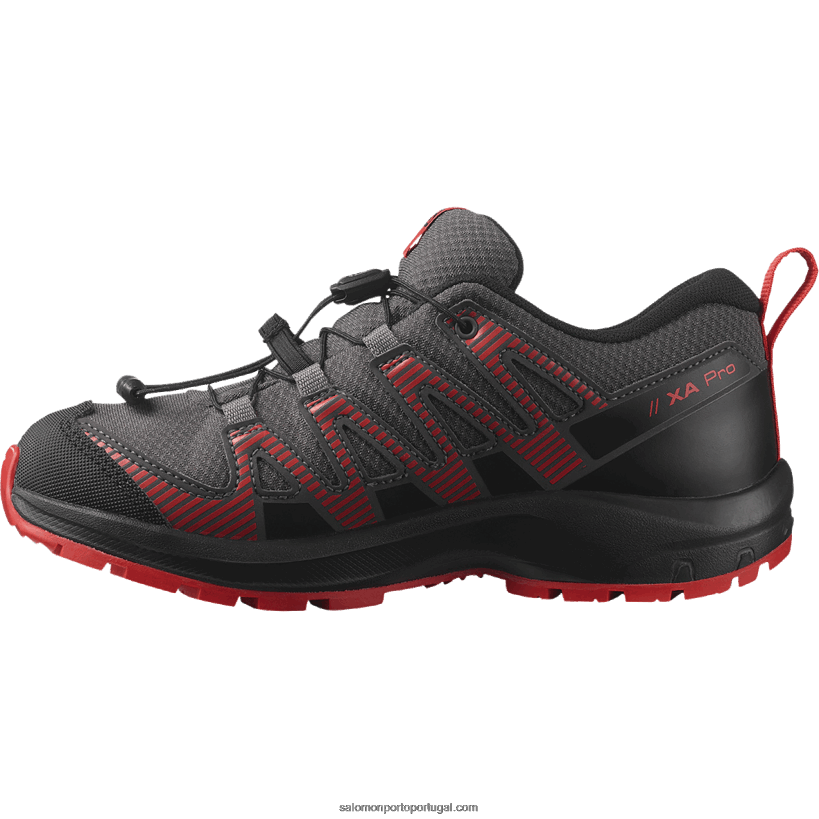 Salomon júnior - sapatos infantis - xa pro v8 clima à prova d'água 04D6V81361 ímã/preto/vermelho papoula