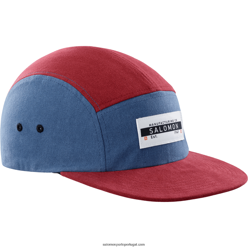 Salomon boné masculino - cinco painéis 04D6V8453 cabernet/jeans escuro