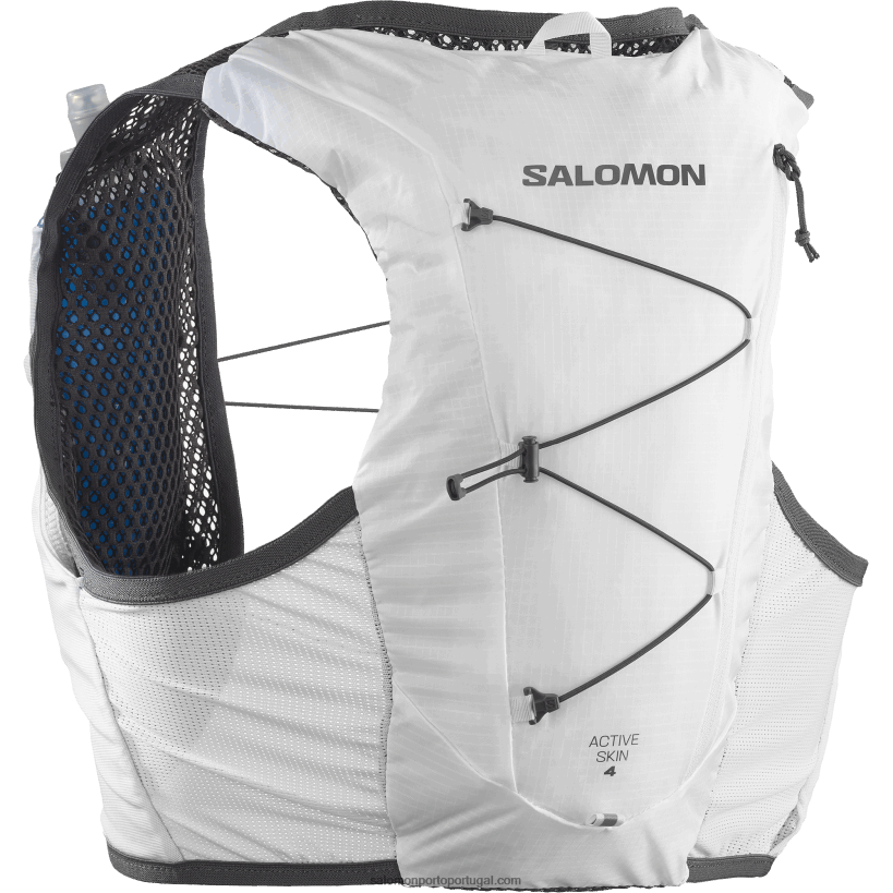 Salomon colete de corrida masculino com frascos inclusos - active skin 4 04D6V8333 branco/ébano