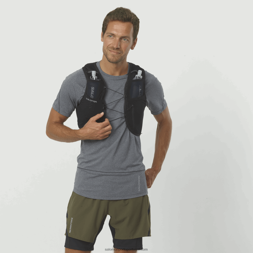 Salomon colete de corrida masculino com frascos inclusos - active skin 8 04D6V8325 preto