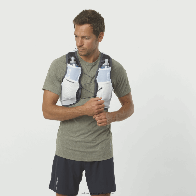 Salomon colete de corrida masculino com frascos inclusos - active skin 8 04D6V8327 branco/ébano