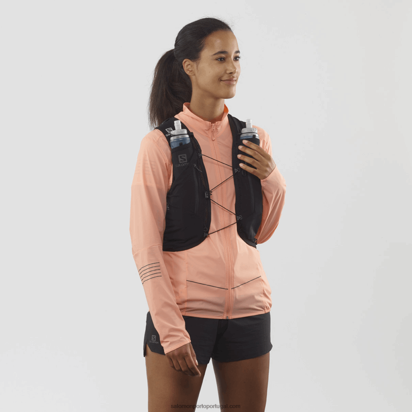 Salomon colete de corrida masculino com frascos inclusos - adv skin 12 04D6V8354 preto