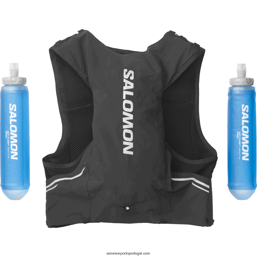 Salomon colete de corrida masculino com frascos inclusos - sense pro 5 04D6V8338 preto/ébano