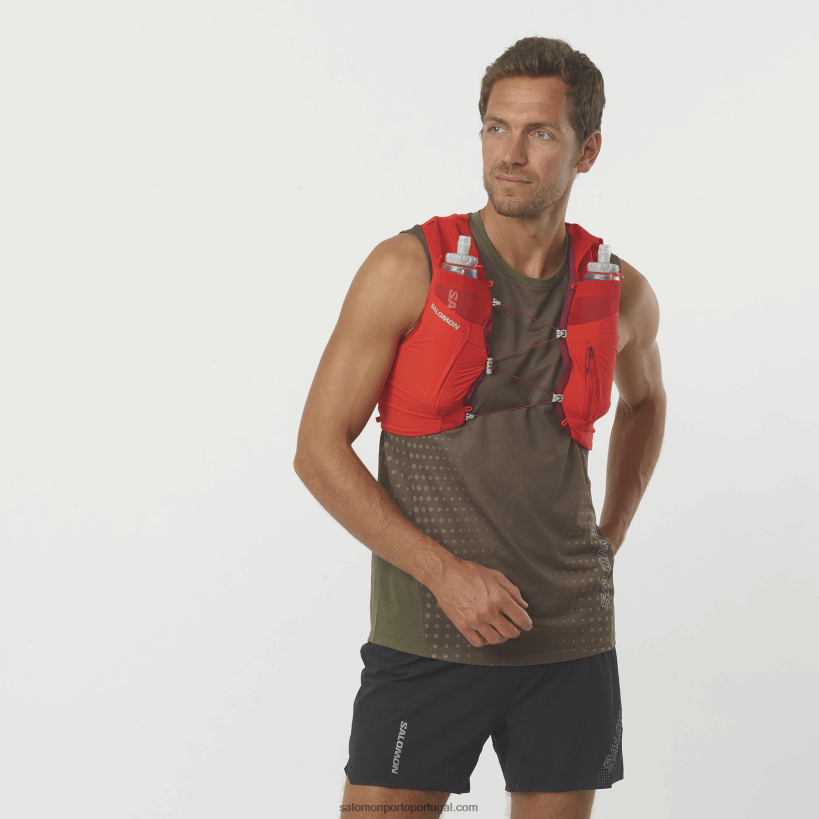 Salomon colete de corrida masculino com frascos inclusos - sense pro 5 04D6V8339 vermelho ardente/ébano/cabernet