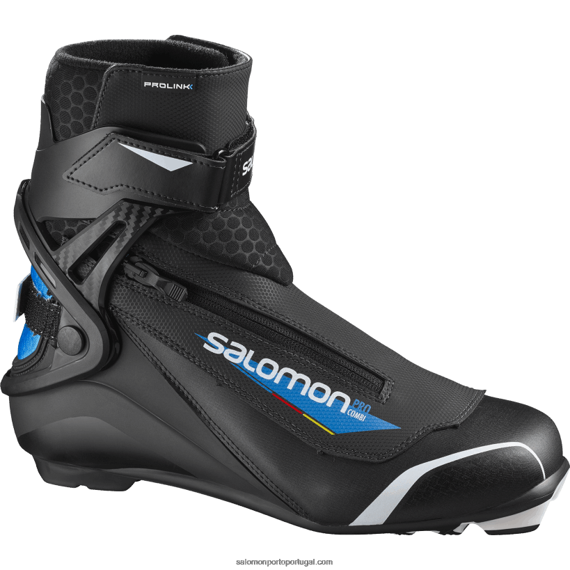 Salomon botas masculinas clássicas de patinação nórdica - pro combi prolink 04D6V8701 marinho escuro/preto/azul processo