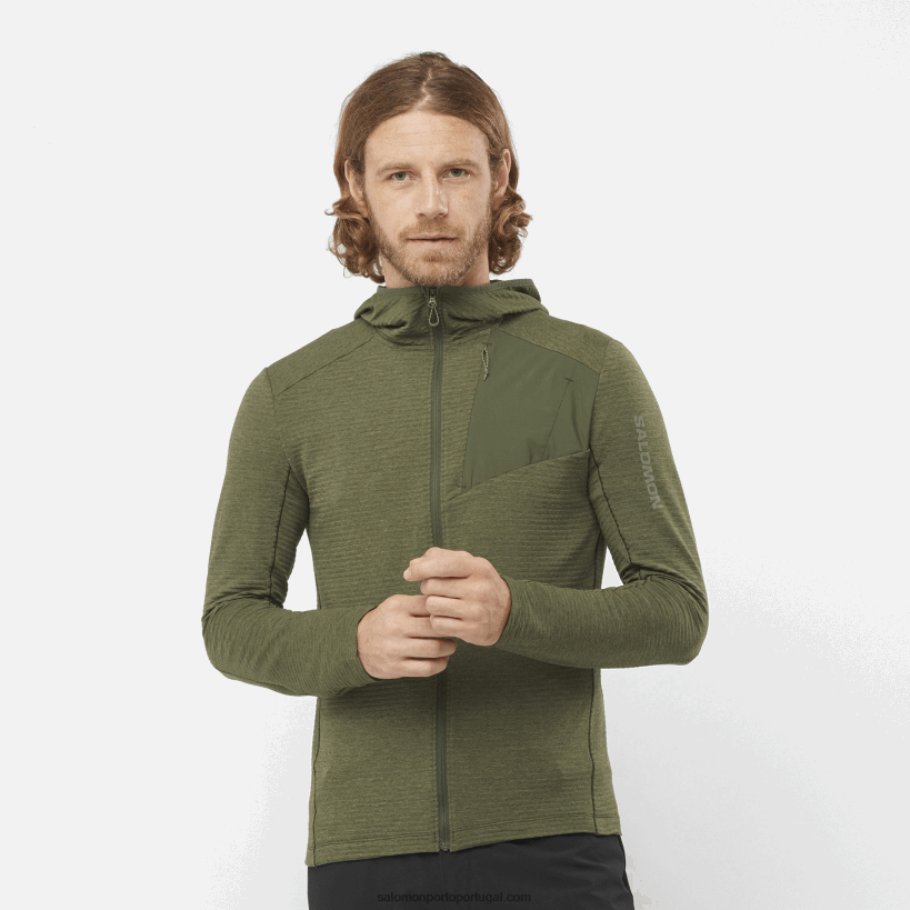 Salomon Jaqueta intermediária masculina com capuz - Essential Lightwarm Hooded 04D6V8544 folha de uva/noite da floresta