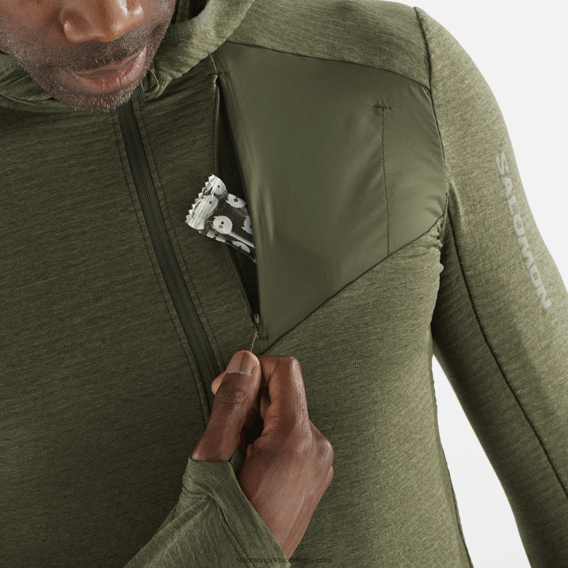 Salomon Jaqueta intermediária masculina com capuz - Essential Lightwarm Hooded 04D6V8544 folha de uva/noite da floresta