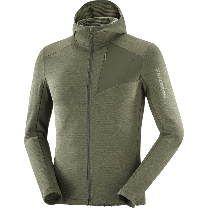 Salomon Jaqueta intermediária masculina com capuz - Essential Lightwarm Hooded 04D6V8544 folha de uva/noite da floresta