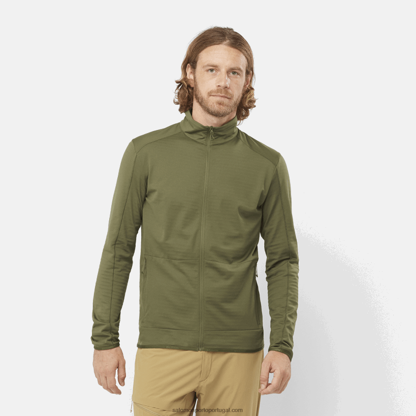 Salomon Jaqueta midlayer masculina com zíper completo - Essential Lightwarm 04D6V8555 folha de uva