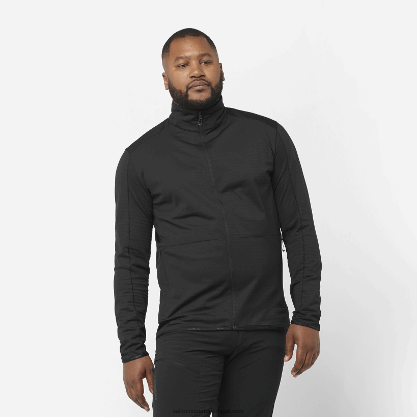 Salomon Jaqueta midlayer masculina com zíper completo - Essential Lightwarm 04D6V8556 preto profundo