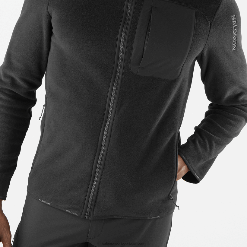 Salomon Jaqueta midlayer masculina com zíper completo - contorno polartec 04D6V8535 preto profundo