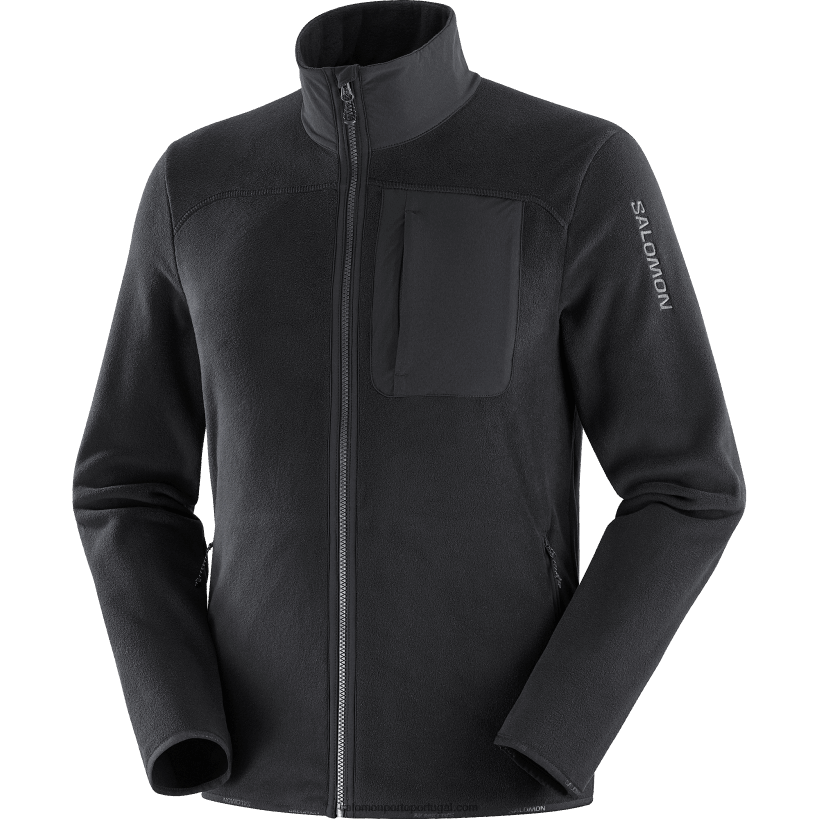 Salomon Jaqueta midlayer masculina com zíper completo - contorno polartec 04D6V8535 preto profundo