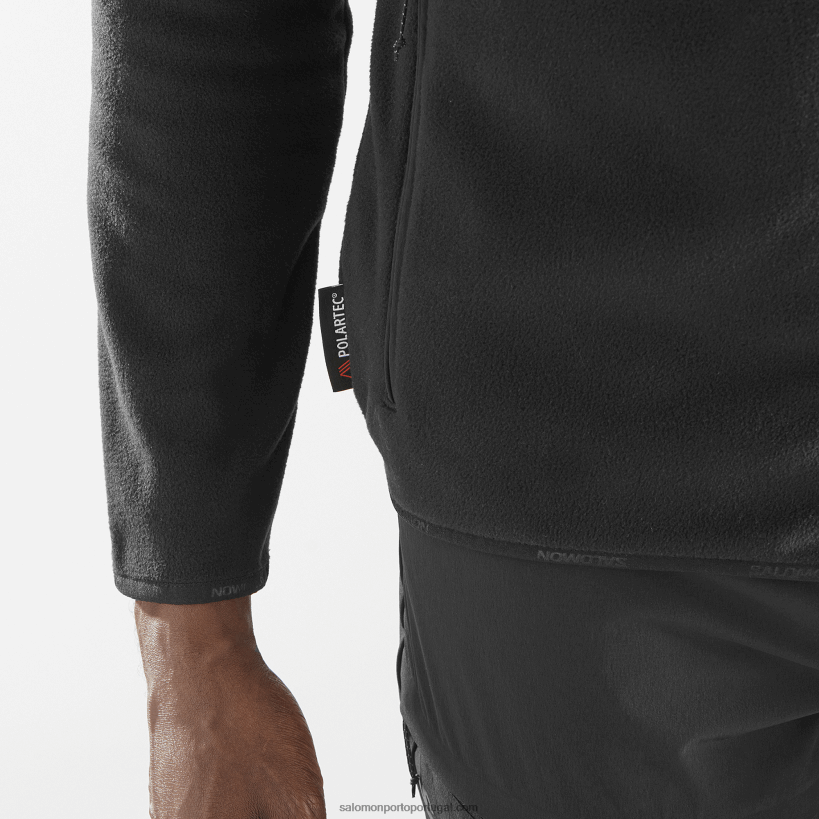 Salomon Jaqueta midlayer masculina com zíper completo - contorno polartec 04D6V8535 preto profundo