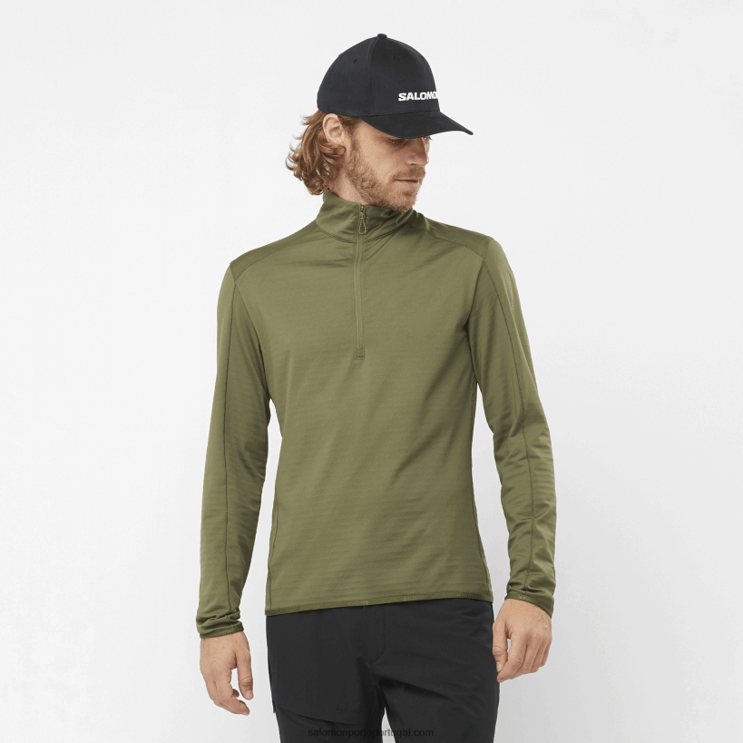 Salomon midlayer meio zíper masculino - essencial lightwarm 04D6V8547 folha de uva