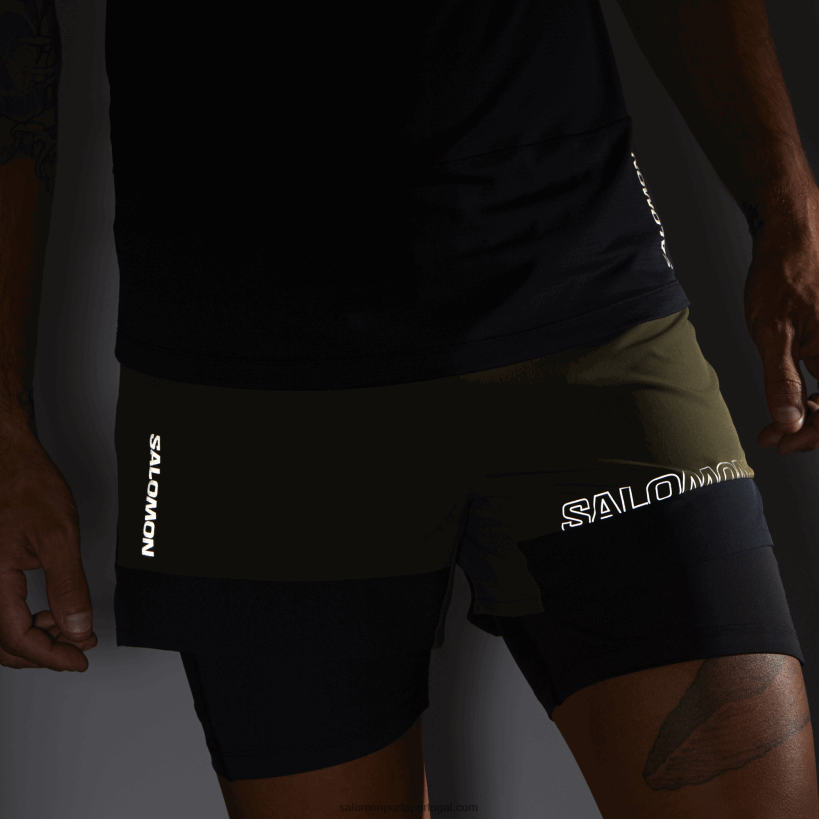 Salomon calções de homem - cruzado 2 em 1 04D6V8278 folha de uva/preto profundo