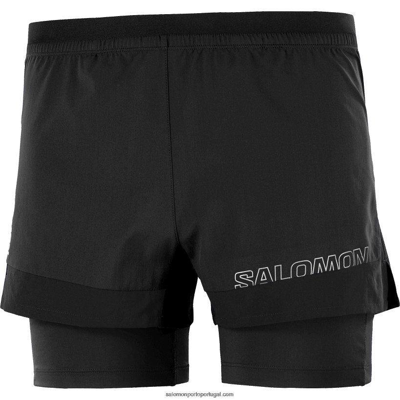Salomon calções de homem - cruzado 2 em 1 04D6V8281 preto profundo