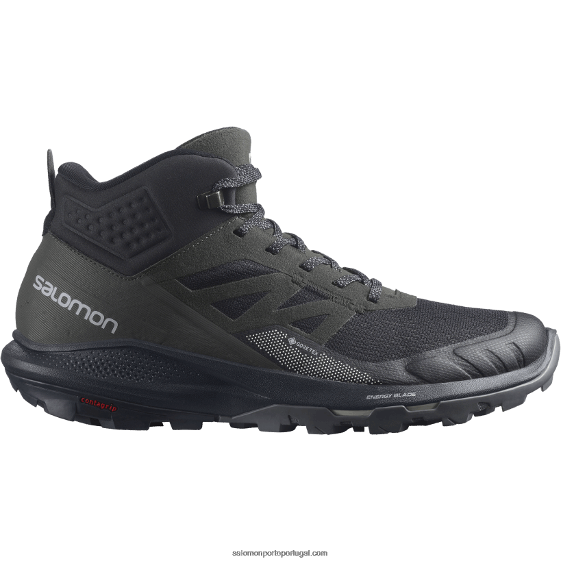 Salomon botas de caminhada masculinas - outpulse mid gore-tex 04D6V833 gelo preto/ébano/baunilha