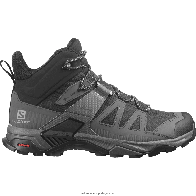 Salomon botas de caminhada masculinas - x ultra 4 mid wide gore-tex 04D6V842 preto/ímã/azul pérola