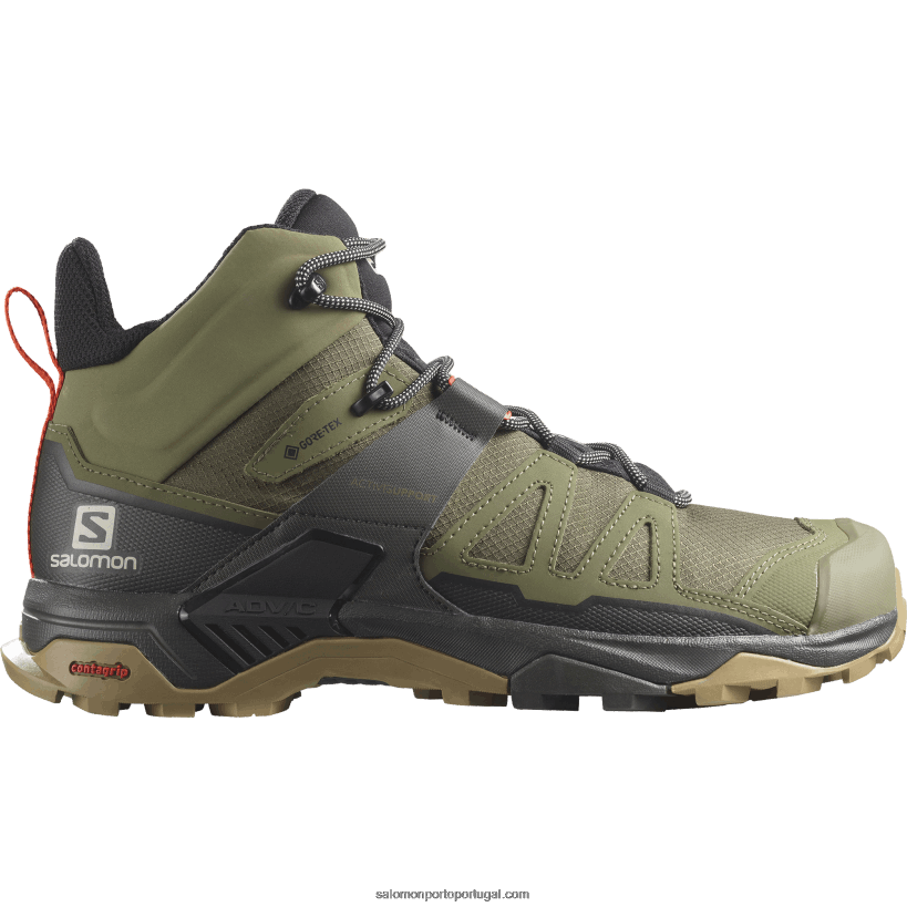 Salomon botas de caminhada masculinas - x ultra 4 mid wide gore-tex 04D6V843 Líquen profundo verde/turfa/alga marinha