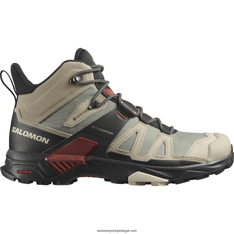 Salomon botas de caminhada para homem - x ultra 4 mid gore-tex 04D6V811 vintage caqui/preto/hena queimada