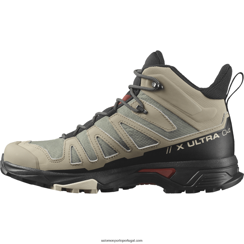 Salomon botas de caminhada para homem - x ultra 4 mid gore-tex 04D6V811 vintage caqui/preto/hena queimada