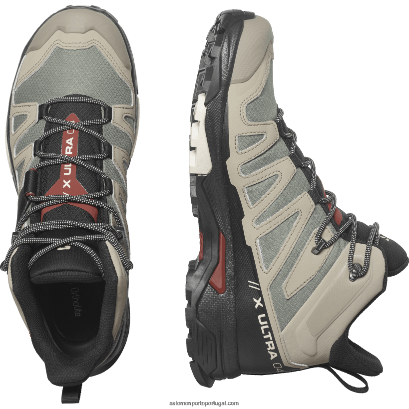 Salomon botas de caminhada para homem - x ultra 4 mid gore-tex 04D6V811 vintage caqui/preto/hena queimada