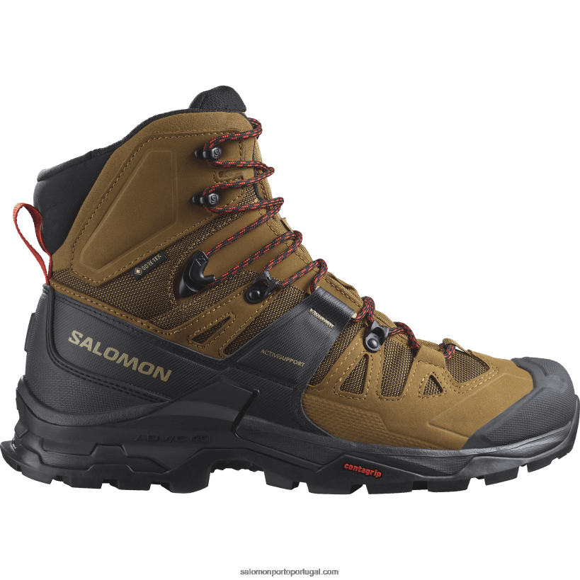 Salomon botas masculinas de couro - quest 4 gore-tex 04D6V84 borracha/preto/vermelho ardente