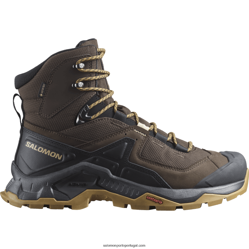 Salomon botas masculinas de couro - quest element gore-tex 04D6V849 delicioso/preto/ouro fosco