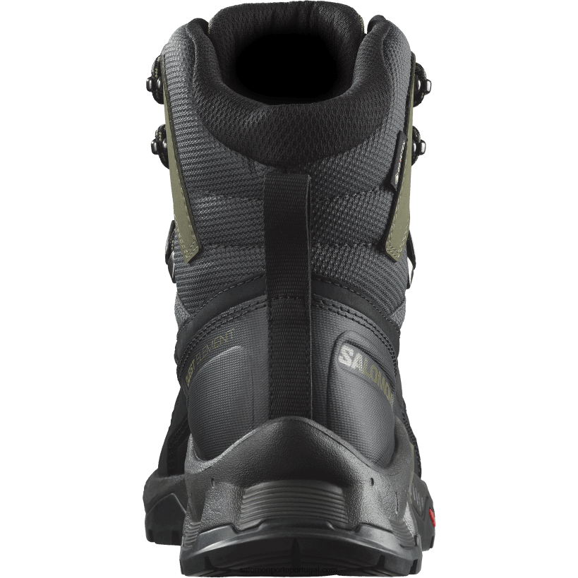 Salomon botas masculinas de couro - quest element gore-tex 04D6V851 preto/verde líquen profundo/noite oliva