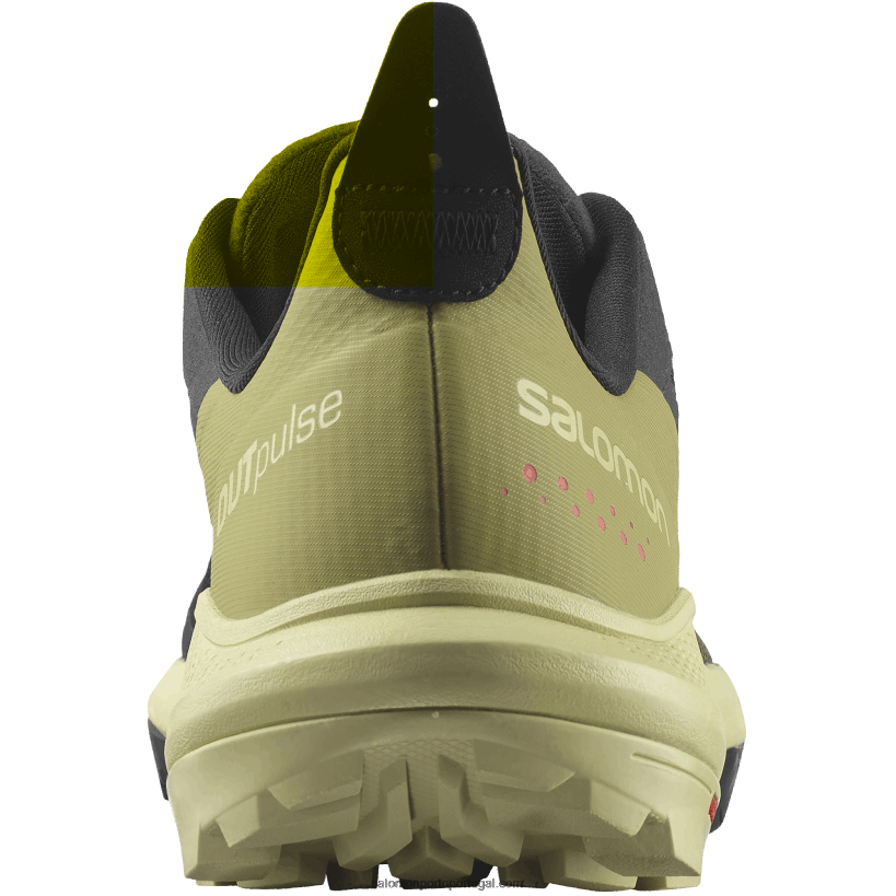 Salomon sapatos de caminhada masculinos - outpulse 04D6V828 preto/verde alho-poró/vermelho papoula