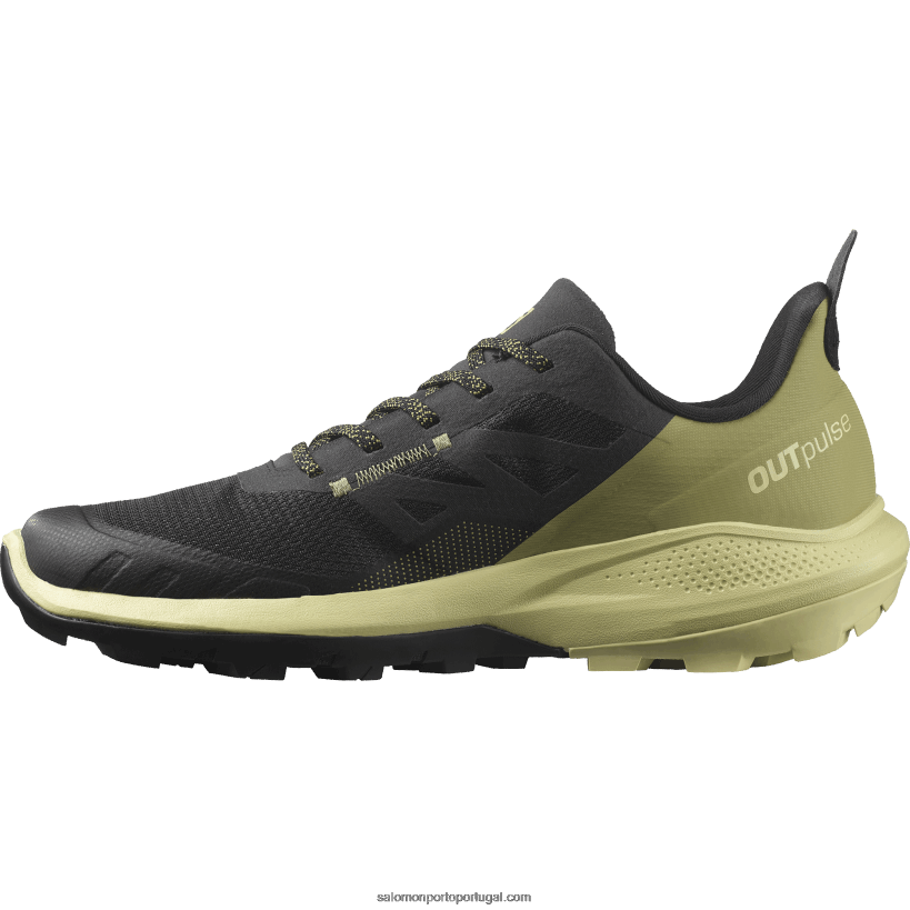 Salomon sapatos de caminhada masculinos - outpulse 04D6V828 preto/verde alho-poró/vermelho papoula