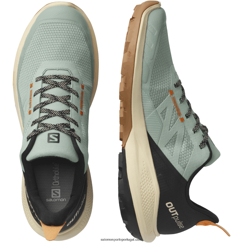 Salomon sapatos de caminhada masculinos - outpulse 04D6V829 ferro forjado/areia branqueada/laranja vibrante