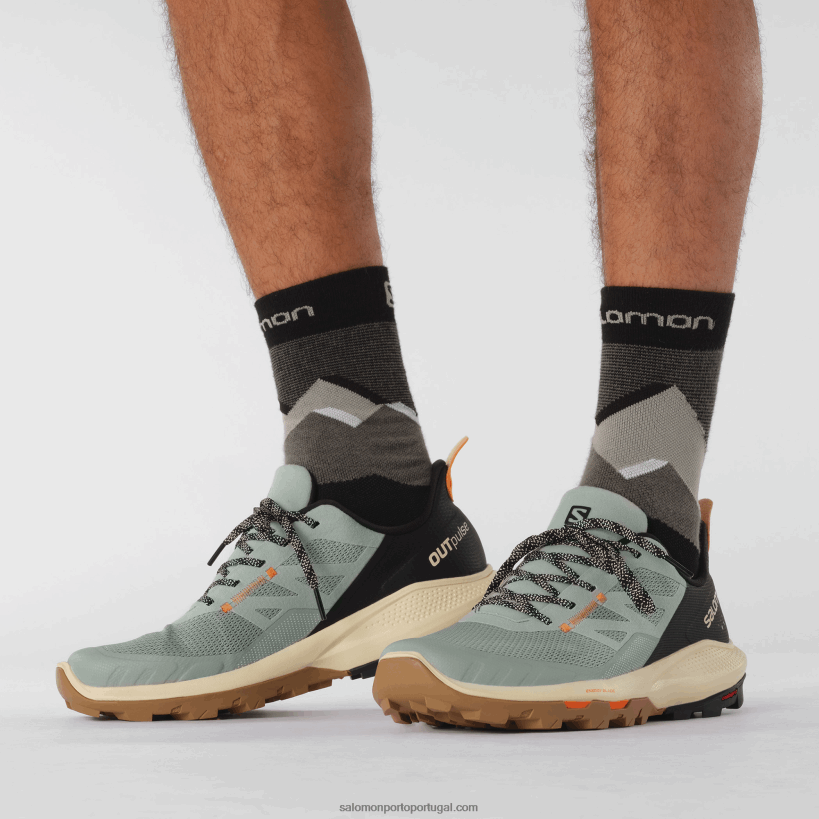 Salomon sapatos de caminhada masculinos - outpulse 04D6V829 ferro forjado/areia branqueada/laranja vibrante