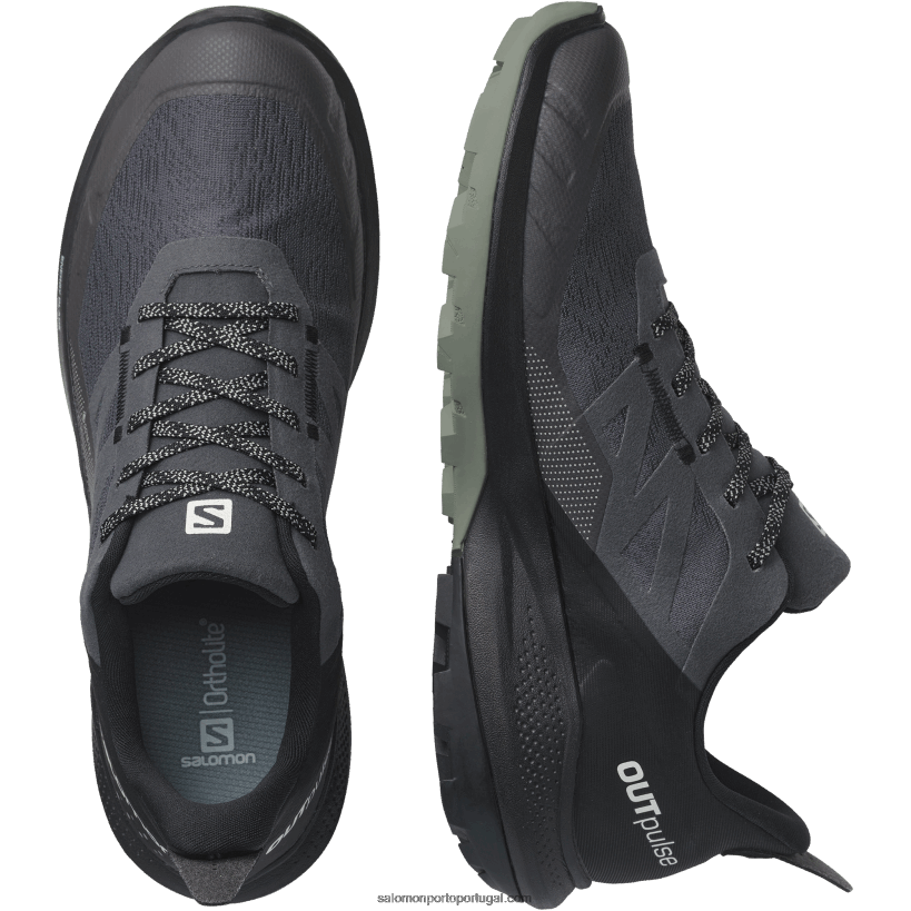 Salomon sapatos de caminhada masculinos - outpulse gore-tex 04D6V844 ímã/preto/ferro forjado
