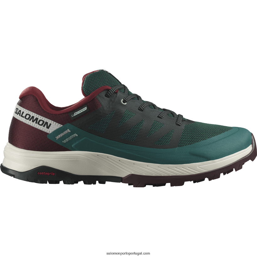 Salomon sapatos de caminhada masculinos - outrise clima à prova d'água 04D6V855 pinho ponderosa/chocolate amargo/gelo de baunilha