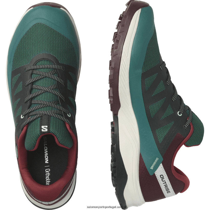 Salomon sapatos de caminhada masculinos - outrise clima à prova d'água 04D6V855 pinho ponderosa/chocolate amargo/gelo de baunilha