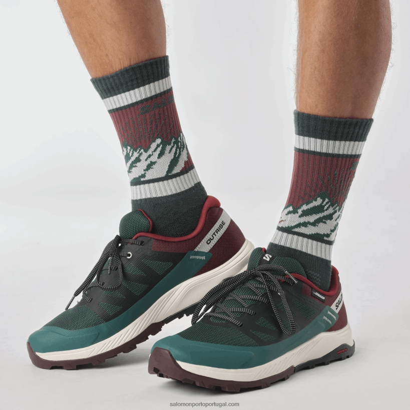 Salomon sapatos de caminhada masculinos - outrise clima à prova d'água 04D6V855 pinho ponderosa/chocolate amargo/gelo de baunilha