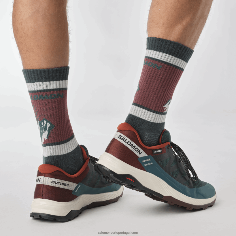 Salomon sapatos de caminhada masculinos - outrise clima à prova d'água 04D6V855 pinho ponderosa/chocolate amargo/gelo de baunilha