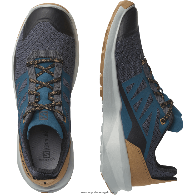 Salomon sapatos de caminhada masculinos - patrulha 04D6V846 ímã/azul pérola/marrom tabaco