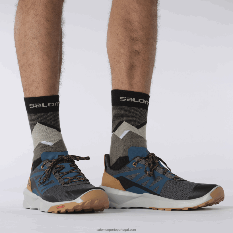 Salomon sapatos de caminhada masculinos - patrulha 04D6V846 ímã/azul pérola/marrom tabaco