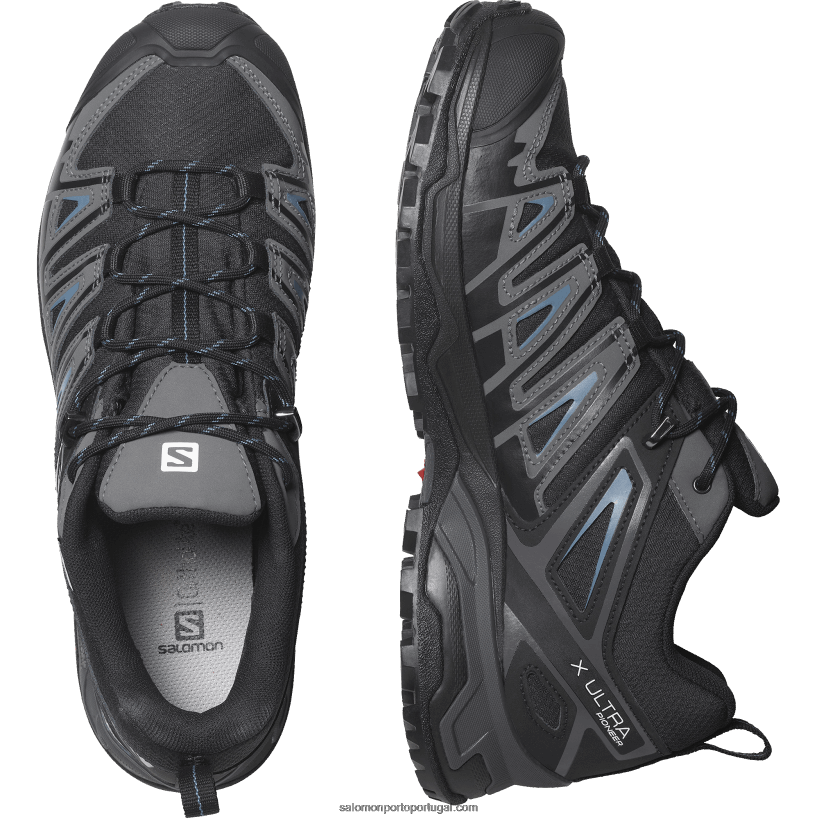 Salomon sapatos de caminhada masculinos - x ultra pioneiro clima à prova d'água 04D6V838 preto/ímã/bluesteel